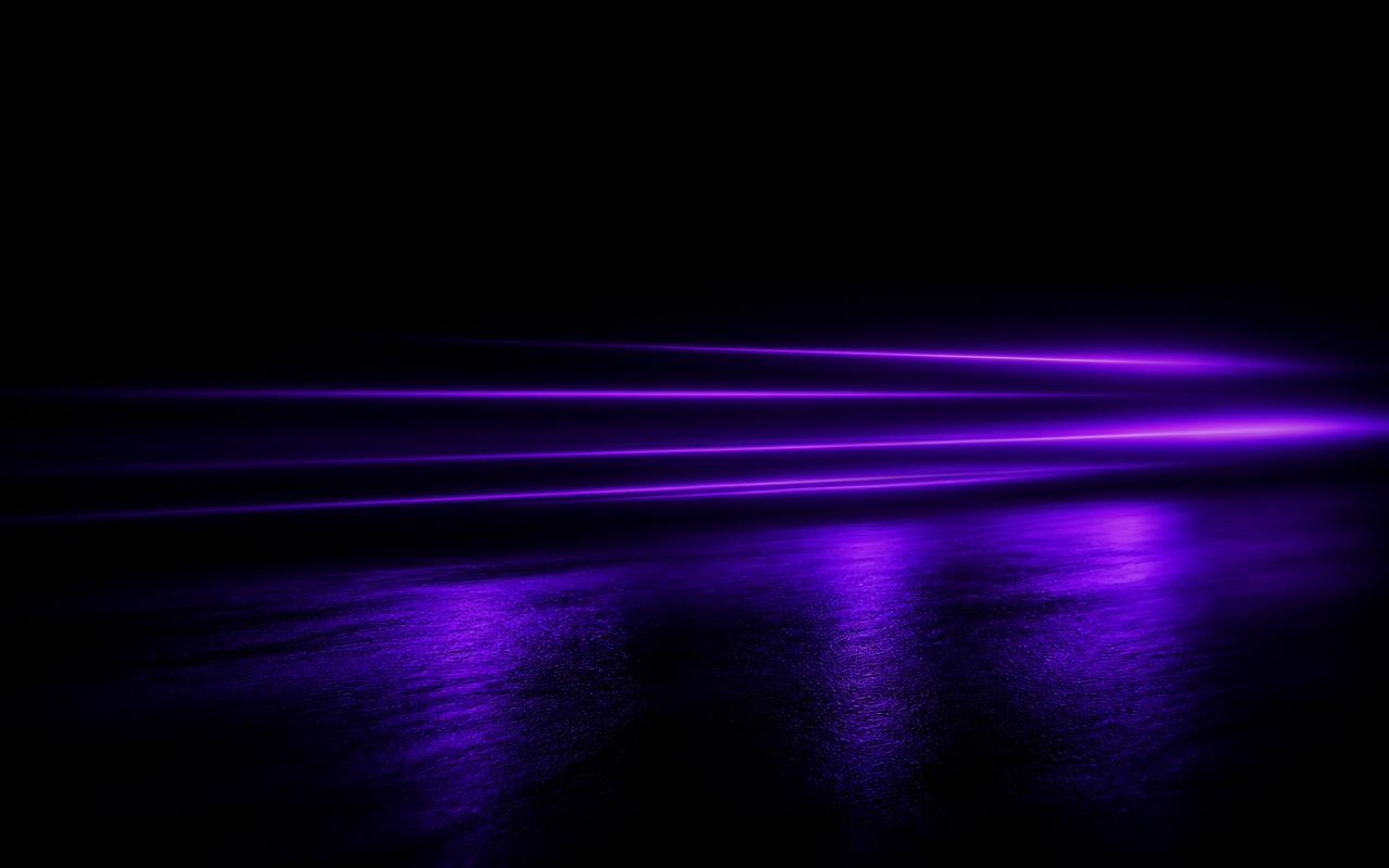 Purple light streaks racing across a black void